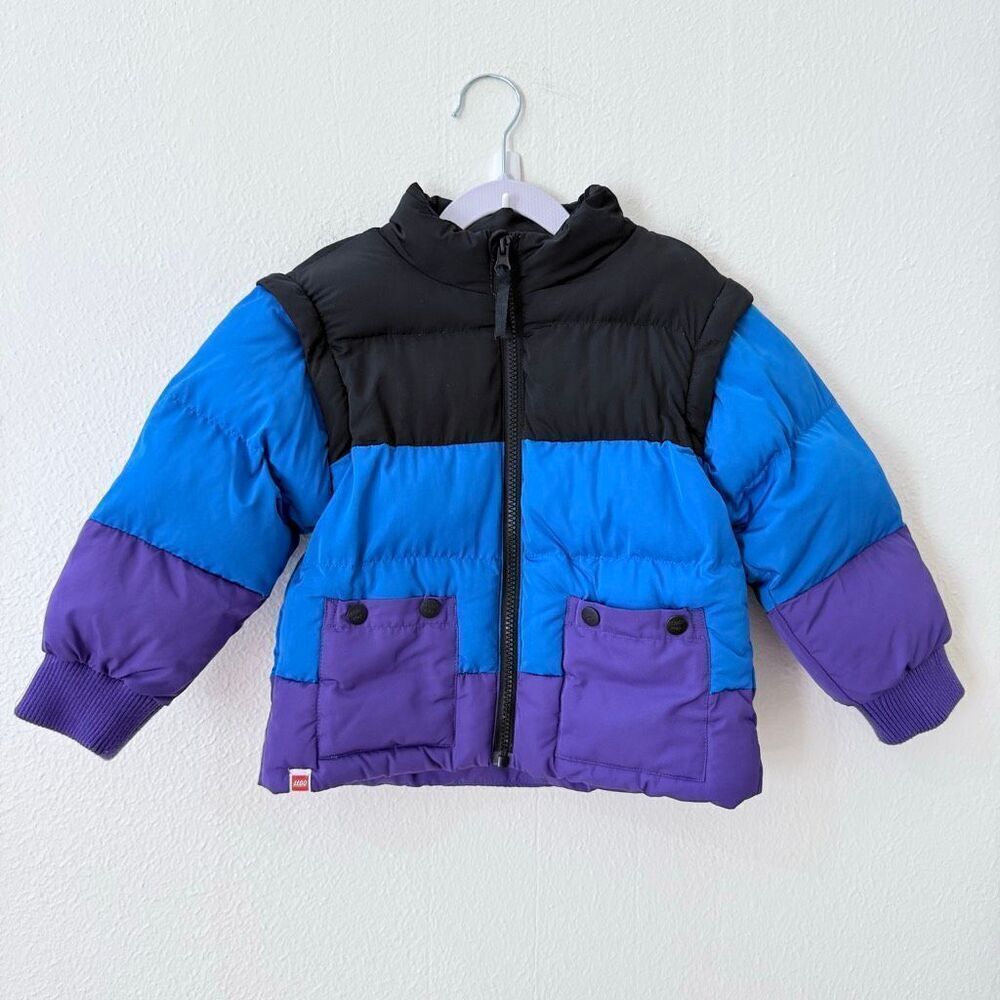 LEGO Puffer Jacket Coat Target Exclusive Size 4T Black Blue Purple Convertible